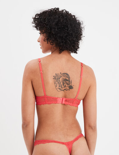 Soutien-gorge emboîtant paddé dentelle rose framboise femme