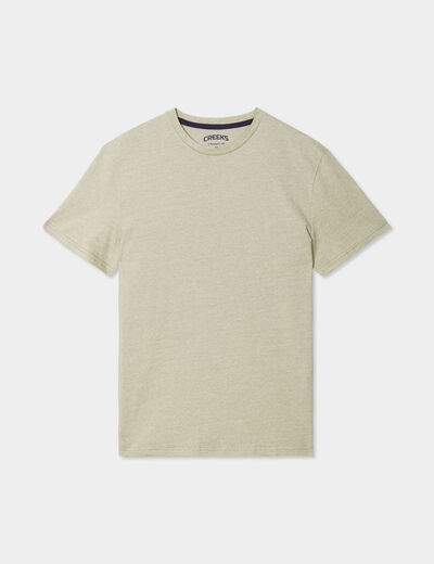 T-shirt col rond manches courtes Creeks vert kaki homme