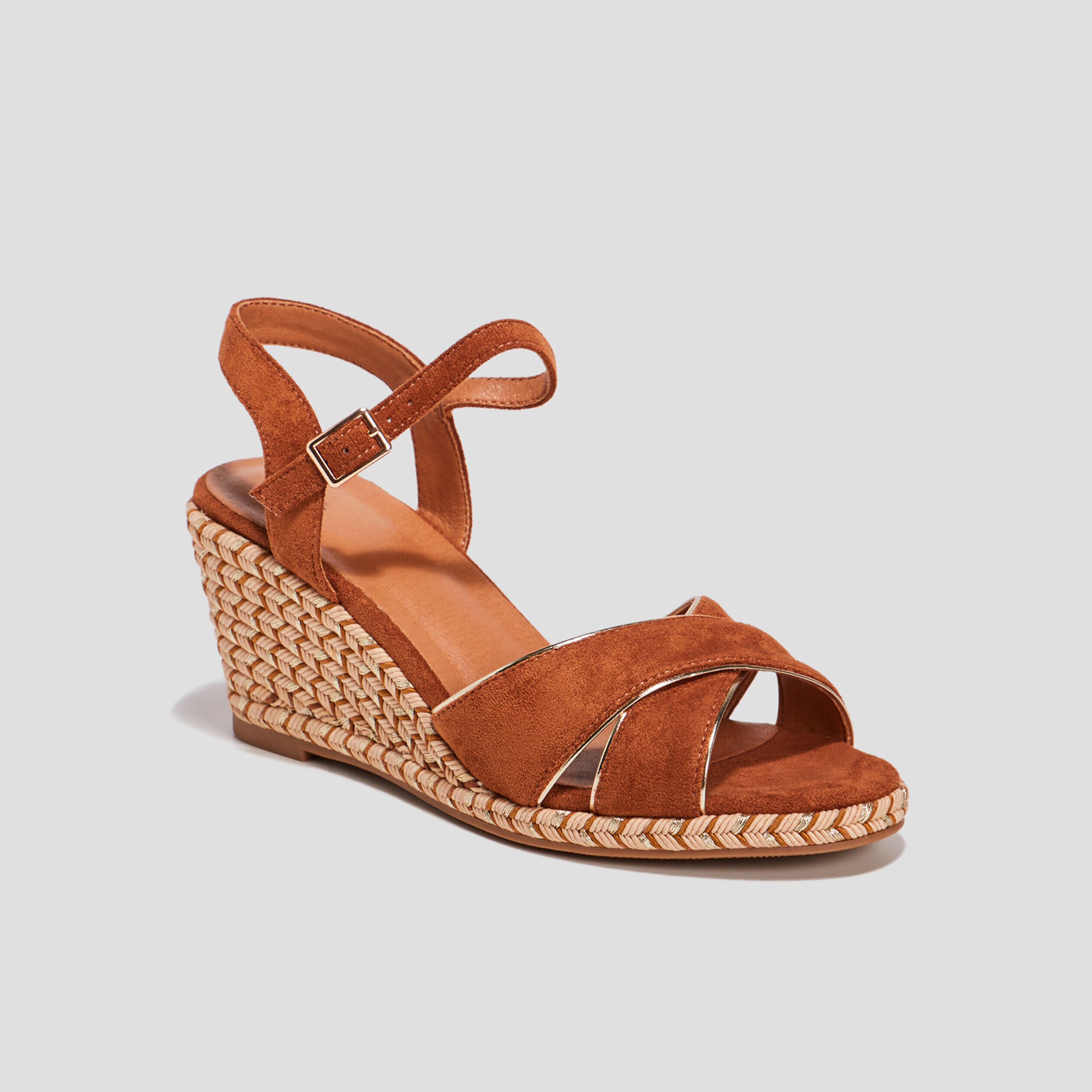 Sandales à talons compensés marron femme LH