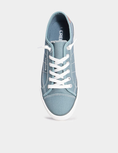 Tennis basses en toile à lacets bleu homme