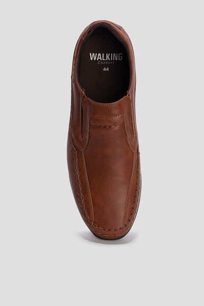 Mocassins confort &agrave; bout carr&eacute; marron homme