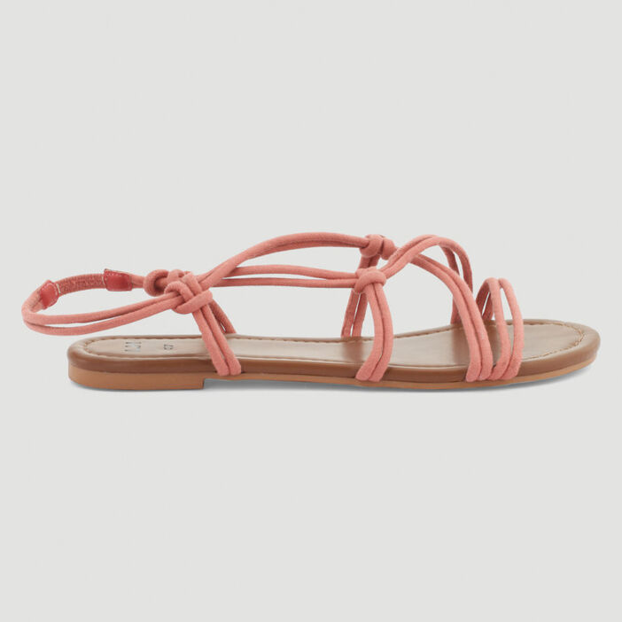Sandales lanières nouées femme rose