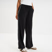 Pantalon fluide élastiqué avec bandes noir femme