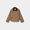 Veste courte oversize col velours c&ocirc;tel&eacute; taupe femme