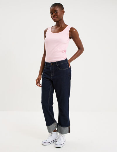 D&eacute;bardeur ajust&eacute; col rond coton rose clair femme