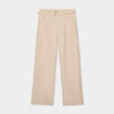 Pantalon large avec ceinture beige femme