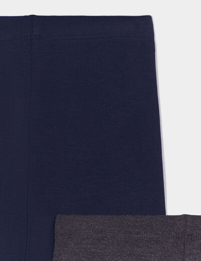 Lot 2 leggings coton bleu marine fille