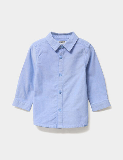 Chemise manches longues coton bleu ciel b&eacute;b&eacute; gar&ccedil;on