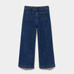 Jean large cropped poches plaqu&eacute;es denim stone femme