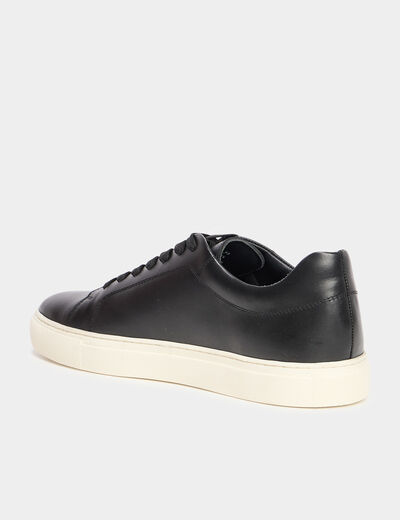 Tennis basses en cuir noir homme