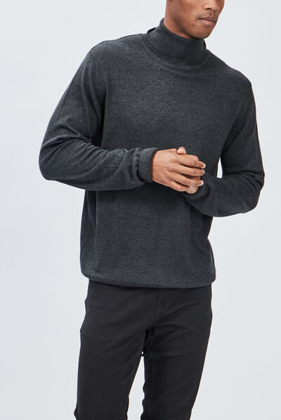 Pull avec col roulé gris foncé homme