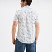 Chemise droite manches courtes coton ecru homme