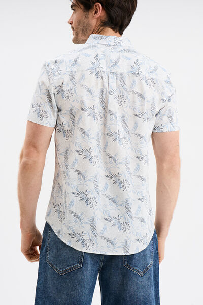 Chemise droite manches courtes coton ecru homme
