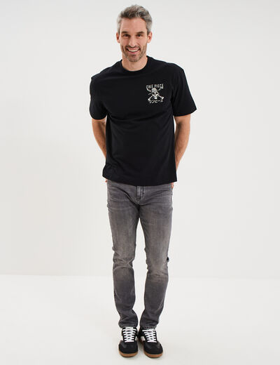 T-shirt manches courtes coton One Piece noir homme