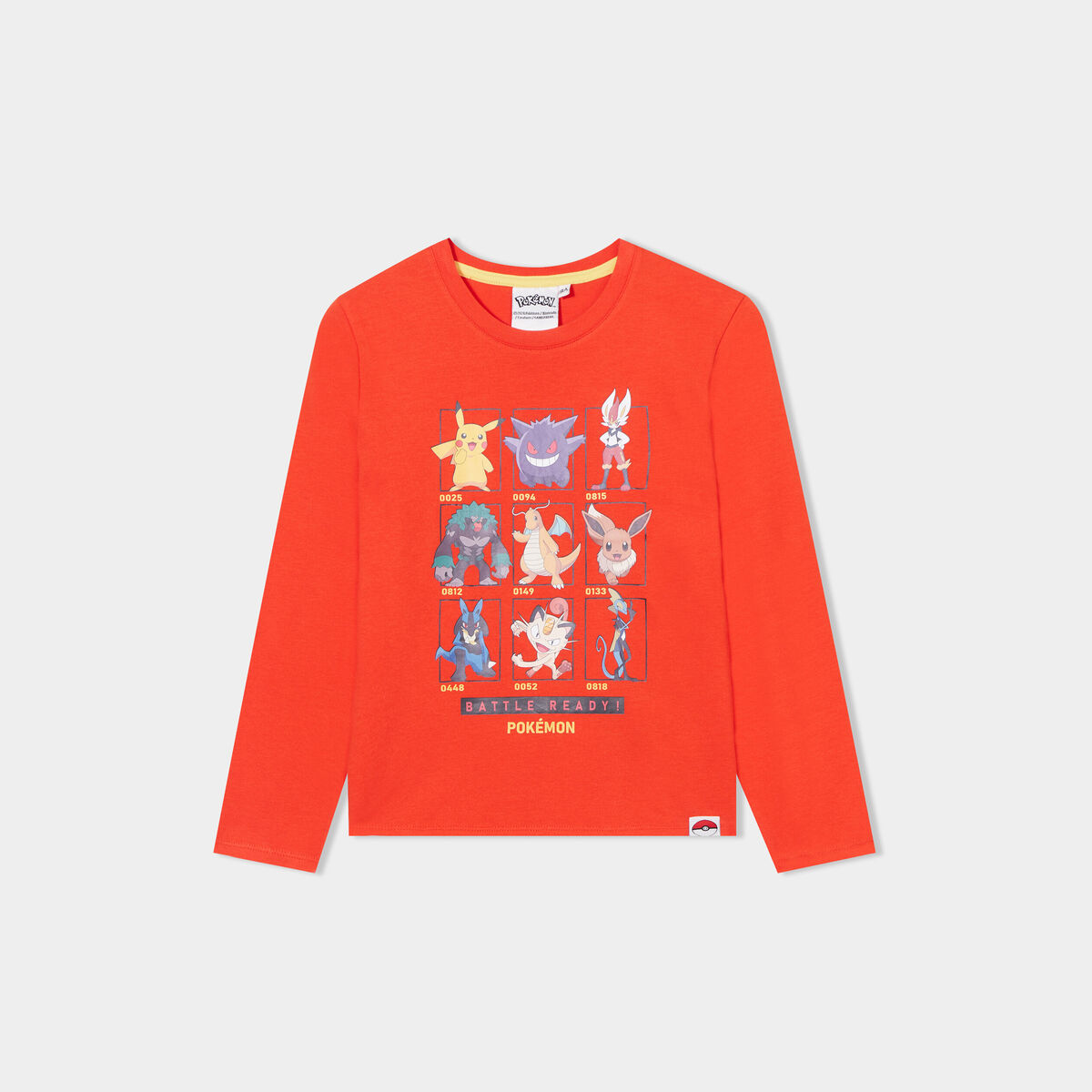 T-shirt coton manches longues Pokémon orange foncé garçon
