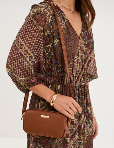 Sac bandouli&egrave;re 2 compartiments camel femme