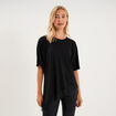 T-shirt asym&eacute;trique &agrave; dentelle noir femme