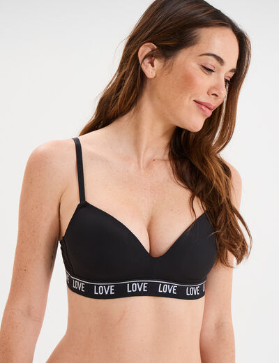 Soutien-gorge embo&icirc;tant padd&eacute; &eacute;lastiqu&eacute; noir femme