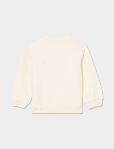 Sweat manches longues col rond ecru bébé garçon