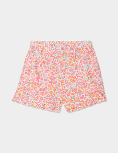Short à volants et noeud coton Creeks ecru bébé fille