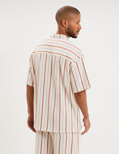 Chemise droite col cubain coton blanc homme