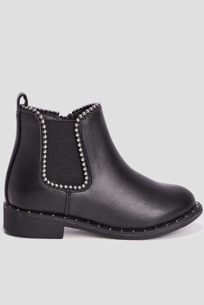 Bottines chelsea zippées à clous noir fille