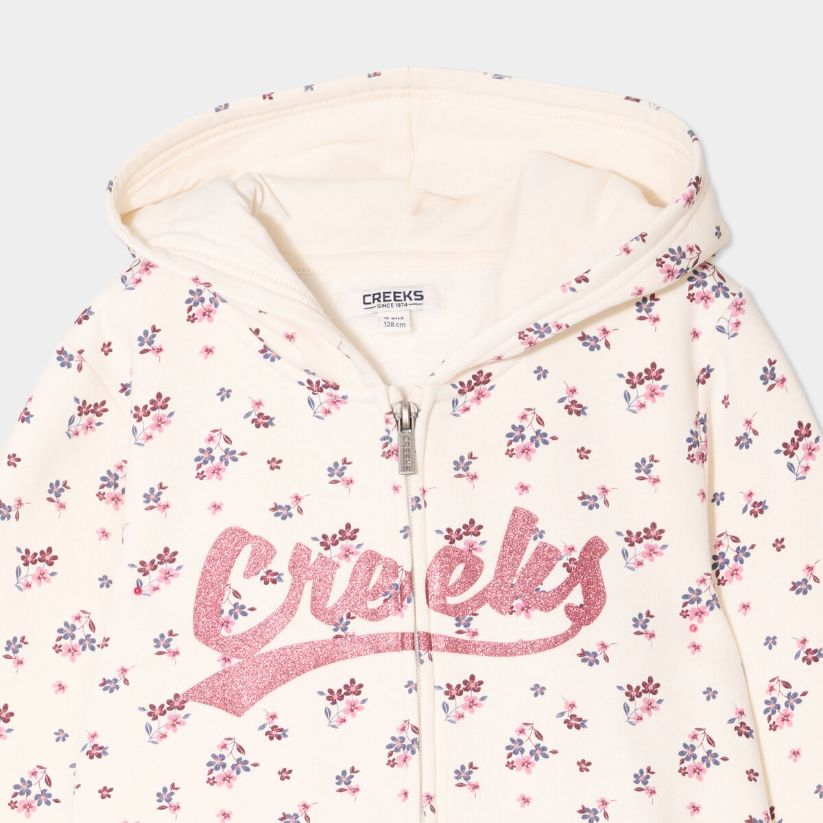 Sweat zippé à capuche Creeks beige fille