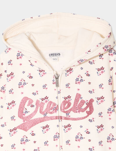 Sweat zippé à capuche Creeks beige fille