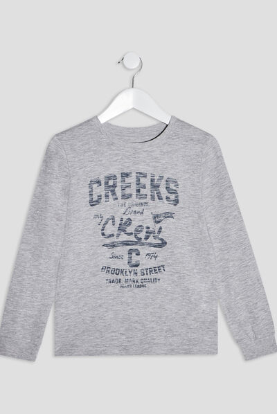 T-shirt manches longues Creeks gris garçon