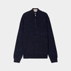 Pull col camionneur zipp&eacute; bleu fonc&eacute; homme