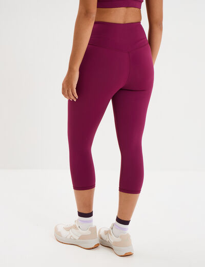 Legging corsaire de sport stretch violet fonc&eacute; femme