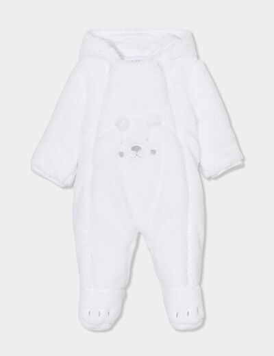 Combinaison pilote effet polaire zippée blanc bébé garçon