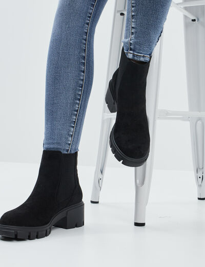 Bottines chelsea talons crantés noir femme
