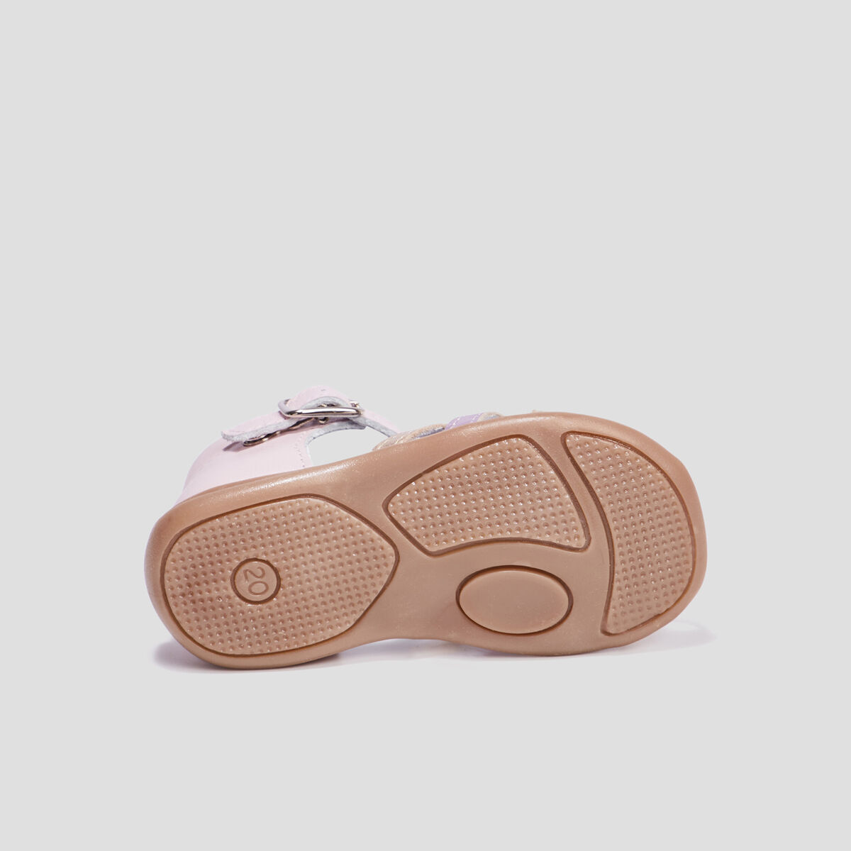 Sandales bout ferm&eacute; en cuir rose b&eacute;b&eacute; fille
