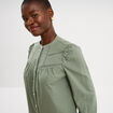 Blouse droite manches longues coton vert kaki femme