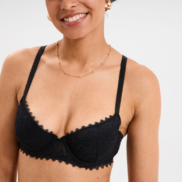 soutien gorge corbeille padde dentelle noir femme Soutien-gorge corbeille paddé dentelle noir femme