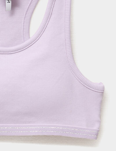 Lot 2 brassières effet côtelé coton mauve fille
