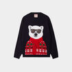 Pull No&euml;l manches longues col rond bleu fonc&eacute; homme