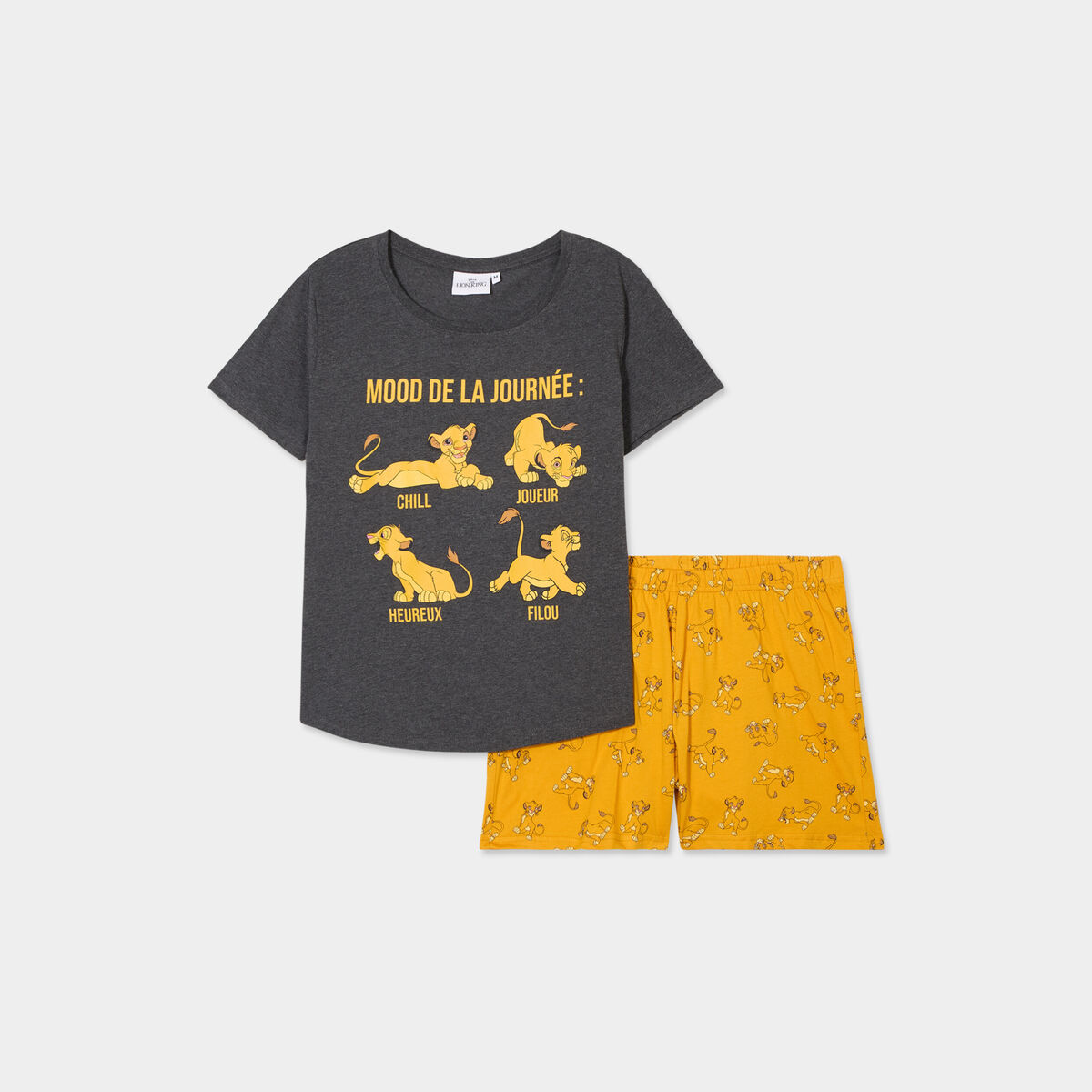 Ensemble pyjama short Le Roi lion gris foncé femme