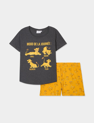 Ensemble pyjama short Le Roi lion gris foncé femme