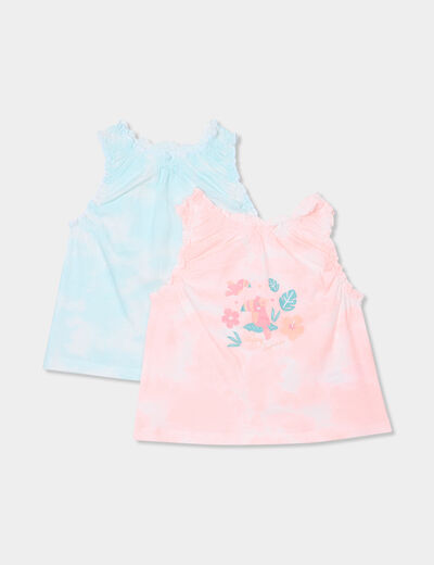 Lot 2 débardeurs coton majoritaire rose fluo bébé fille