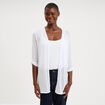 Gilet fin mi long manches 3/4 blanc femme