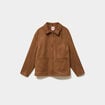 Veste paletot en su&eacute;dine boutonn&eacute;e marron clair femme grande taille