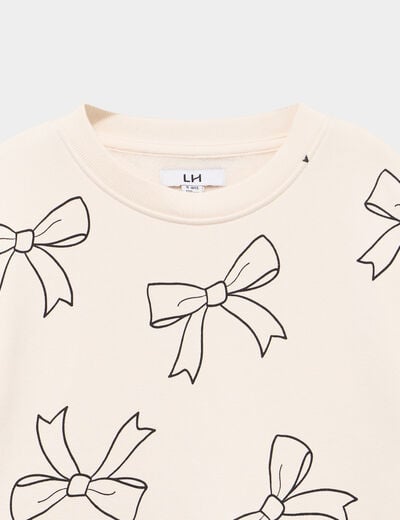 Robe sweat molletonn&eacute;e ample courte beige fille