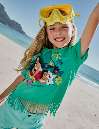 T-shirt à franges coton Vaiana vert fille