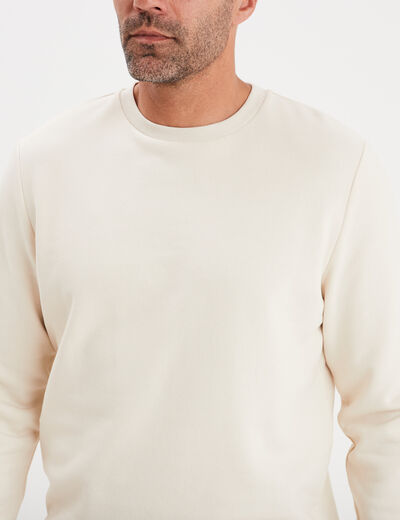 Sweat molleton col rond ecru homme