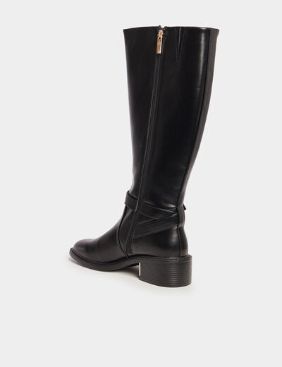 Bottes &agrave; talons avec boucles noir femme