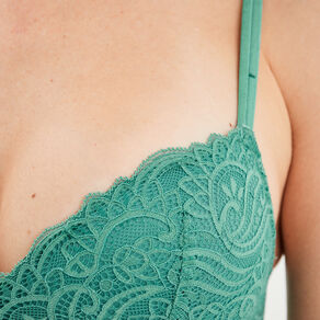 Soutien-gorge triangle paddé dentelle vert menthe femme