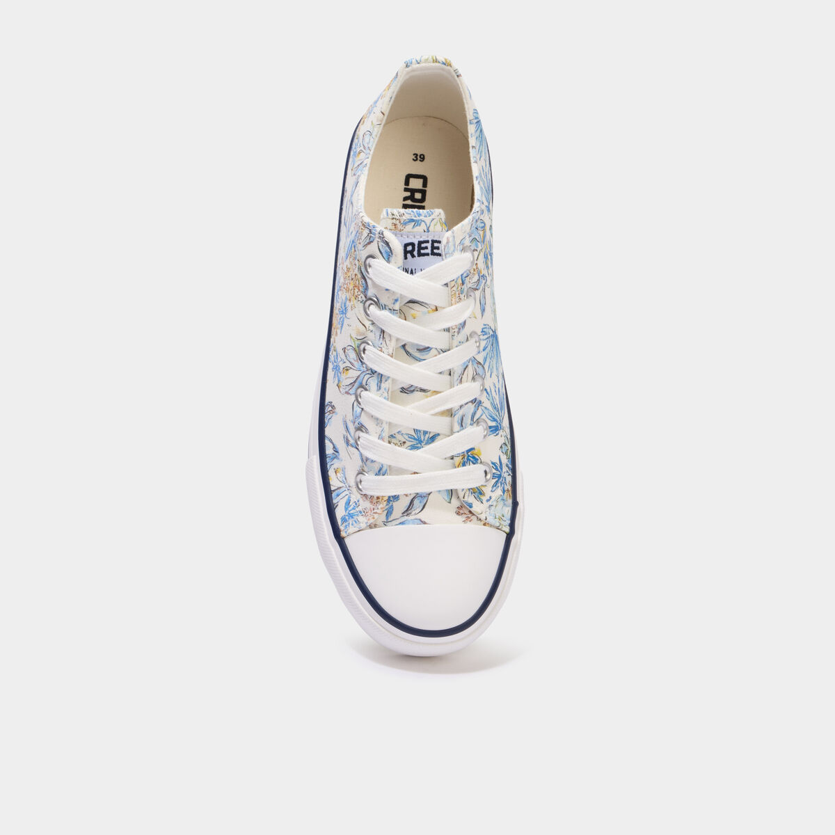 Tennis basses en toile &agrave; lacets bleu femme