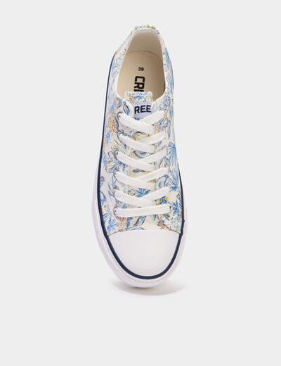 Tennis basses en toile &agrave; lacets bleu femme